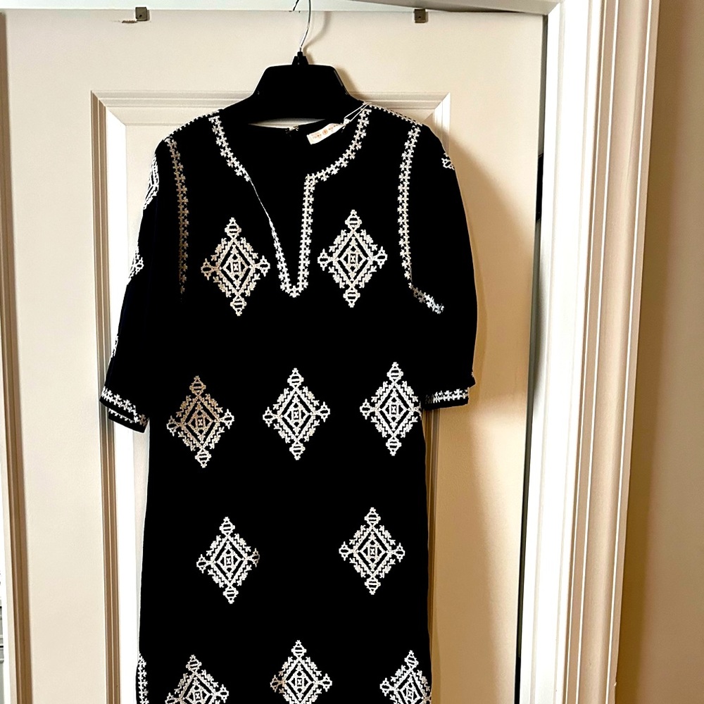 Get ready for summer in this Tory Burch Caftan.Navy blue embroidered! Never worn